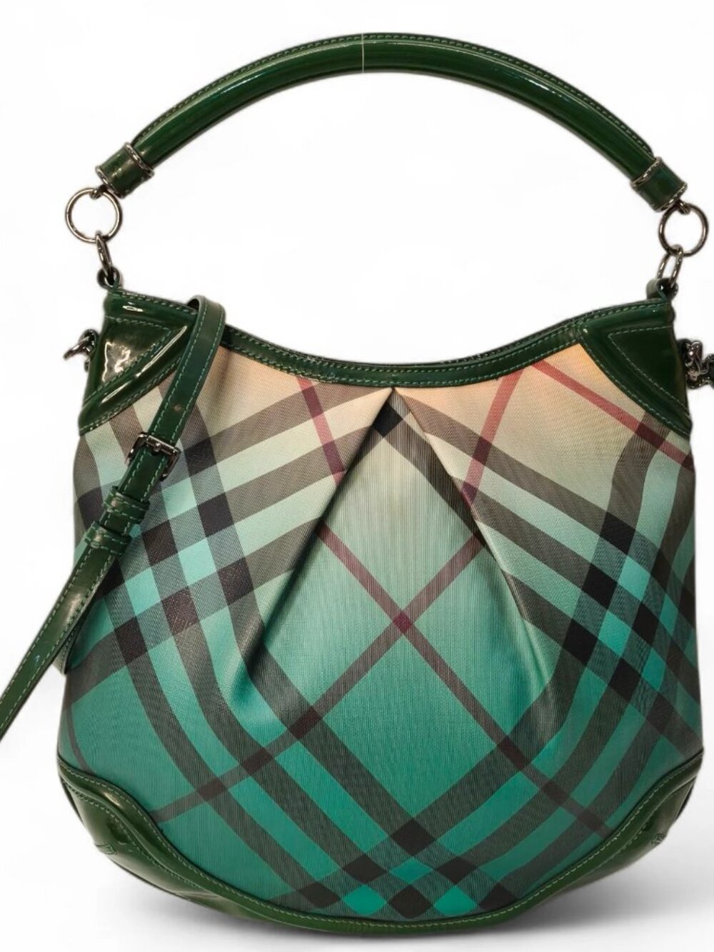 BURBERRY NOVACHECK GREEN HOBO BAG - Picture 9 of 9
